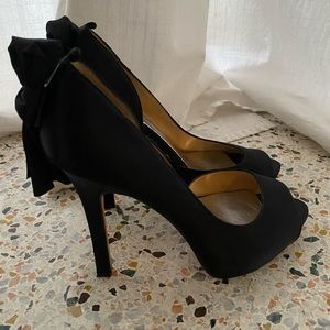 Badgley Miscka black heels with satin bow